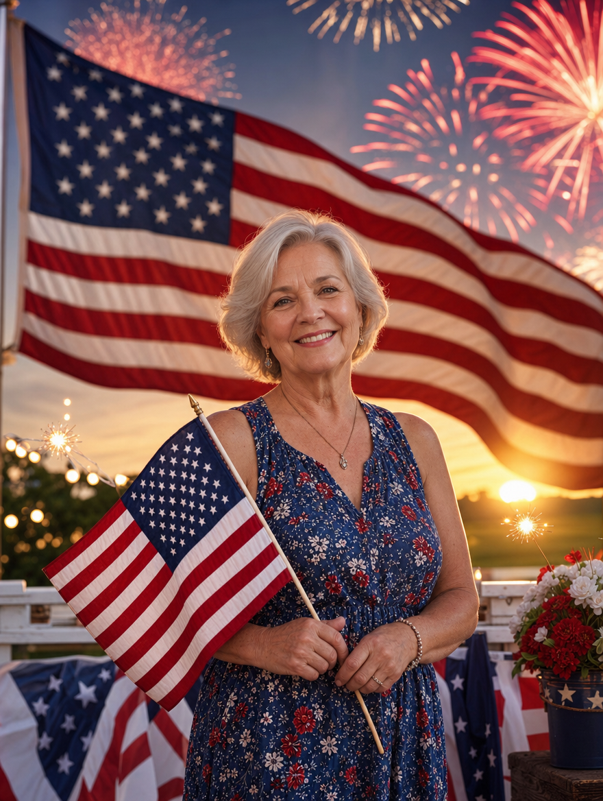 Example: a festive star-spangled portrait